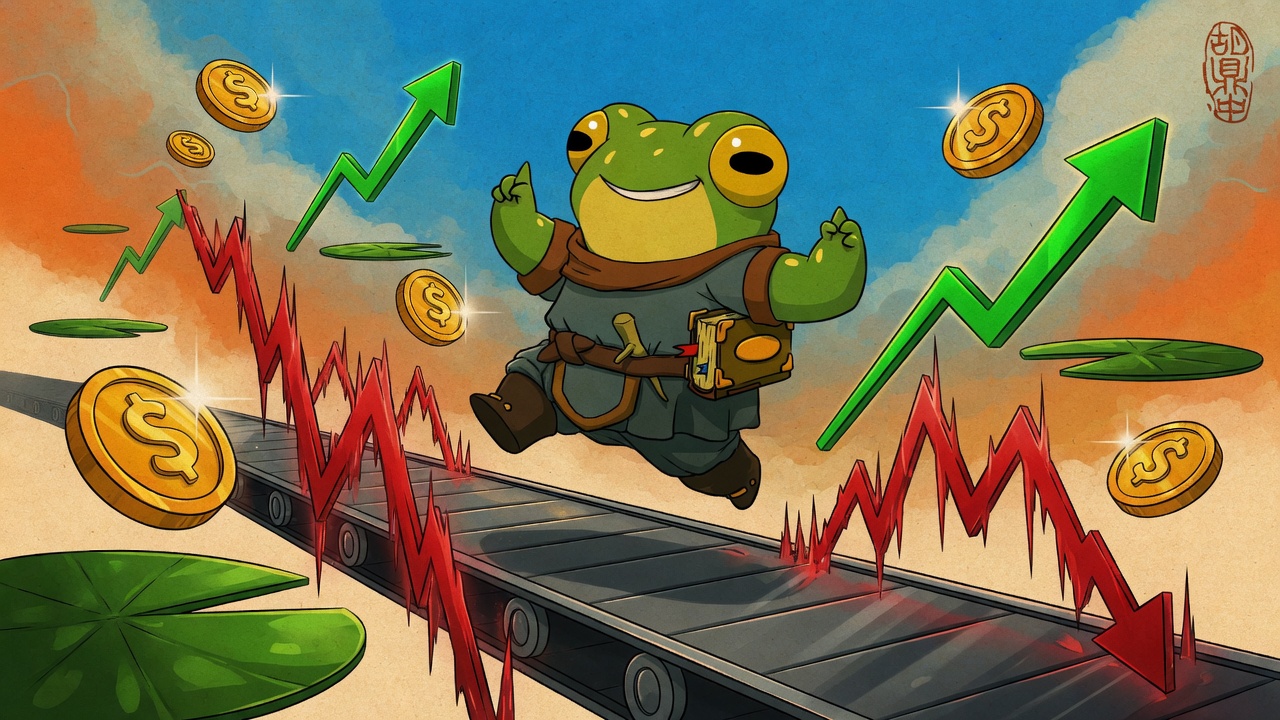 Frog vs Obstacles game cover — frog jumping stock chart obstacles